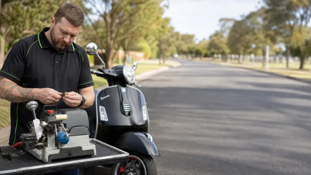 Replacement scooter key cut for a Vespa GTS 300 in Melbourne